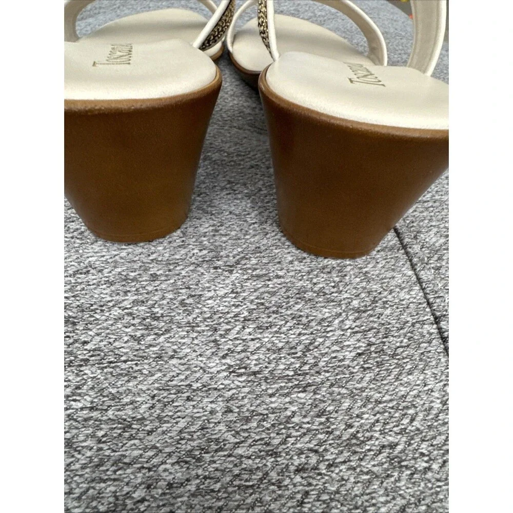 Toscanella Handmade Italy Ella Cream with Gold Black Accent Wedge  Sandal SZ 9.5 - Picture 15 of 16